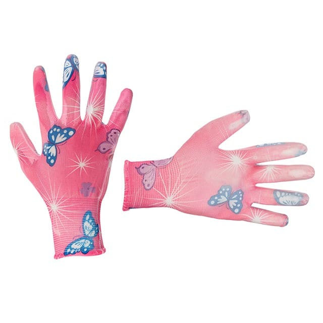 Перчатки садовые с полиуретановым покрытием 8' розовые INTERTOOL SP-0162