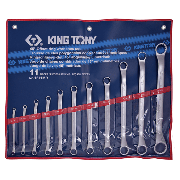 Набор ключей накидных 11 PC. 45° KING TONY