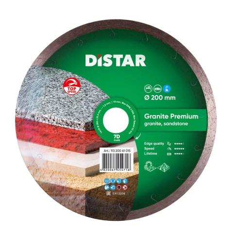 Круг алмазный отрезной по граниту Distar 1A1R 200x1,7x10x25,4 Granite Premium