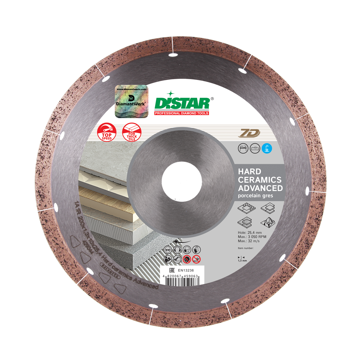 Алмазный диск DISTAR 1A1R 200x1,3x10x25,4 Hard ceramics Advanced