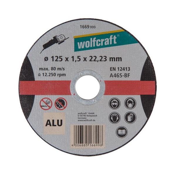 Диск отрезной по алюминию (чистый рез) Wolfcraft 125x1,5x22,2 мм
