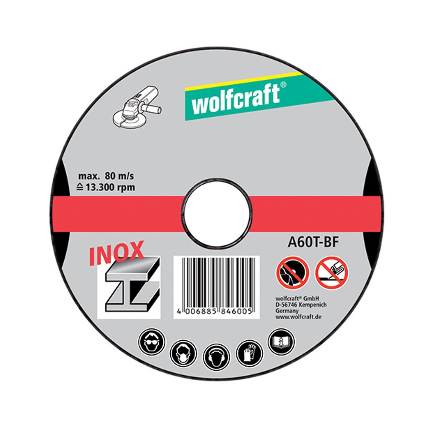 Диск отрезной по нержавеющей стали (чистый рез) Wolfcraft 115x1,2x22,2 мм (3 шт.)