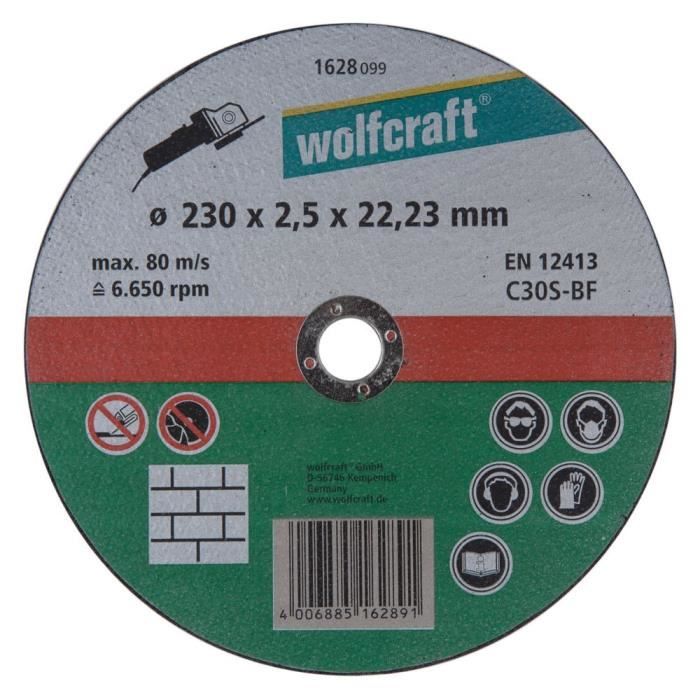 Диск отрезной по камню Wolfcraft 230x2,5x22,2 мм