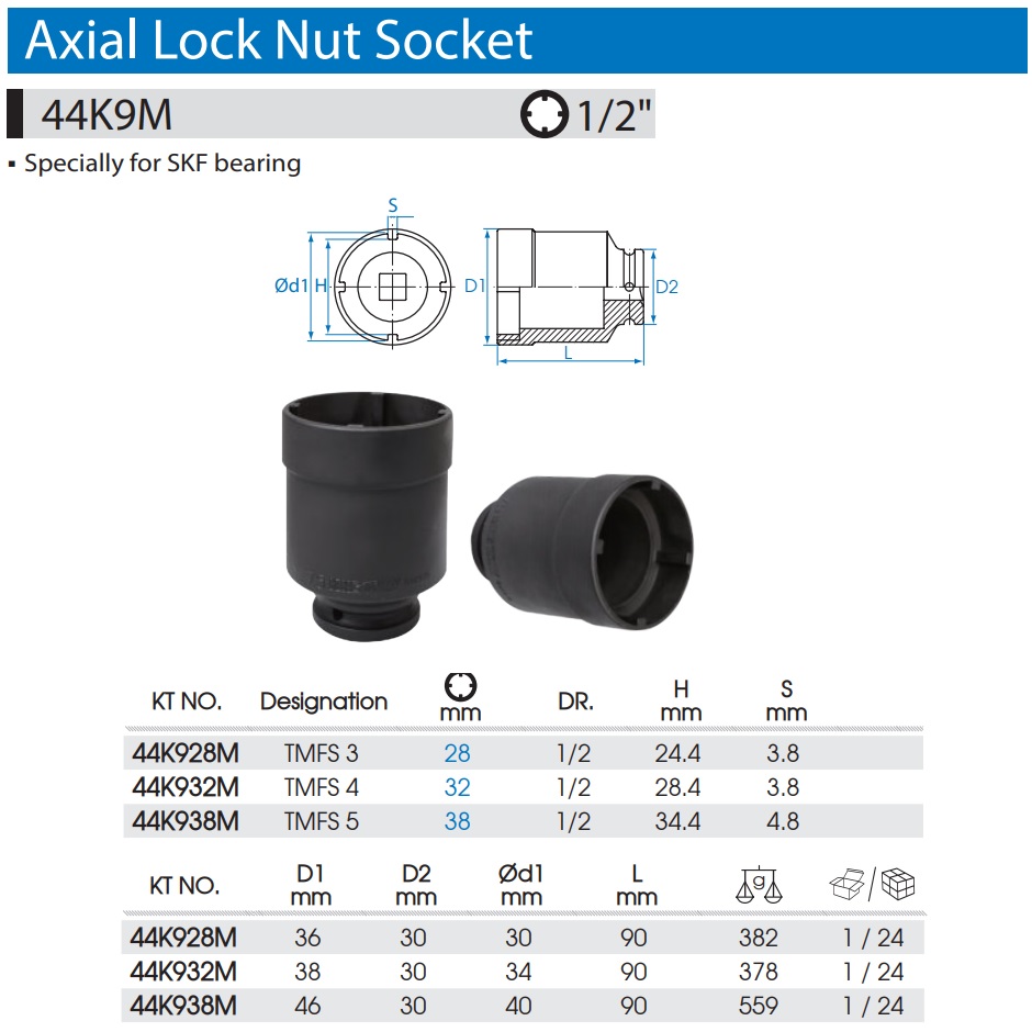 Головка для подшипников  1/2'DR. 38mm TMFS 5 KINGTONY 