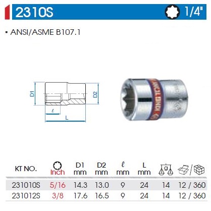 1/4'DR.SOCKET 3/8' 8PT KINGTONY