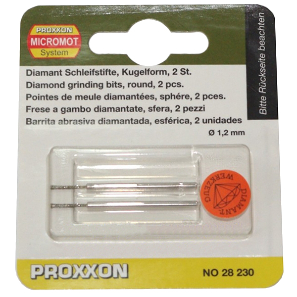 Алмазная насадка PROXXON 1.2 мм, 2 шт.